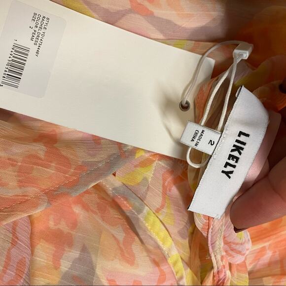 LIKELY Rachel Tiered Long Maxi Dress Gown Peach Multi - Picture 8 of 8